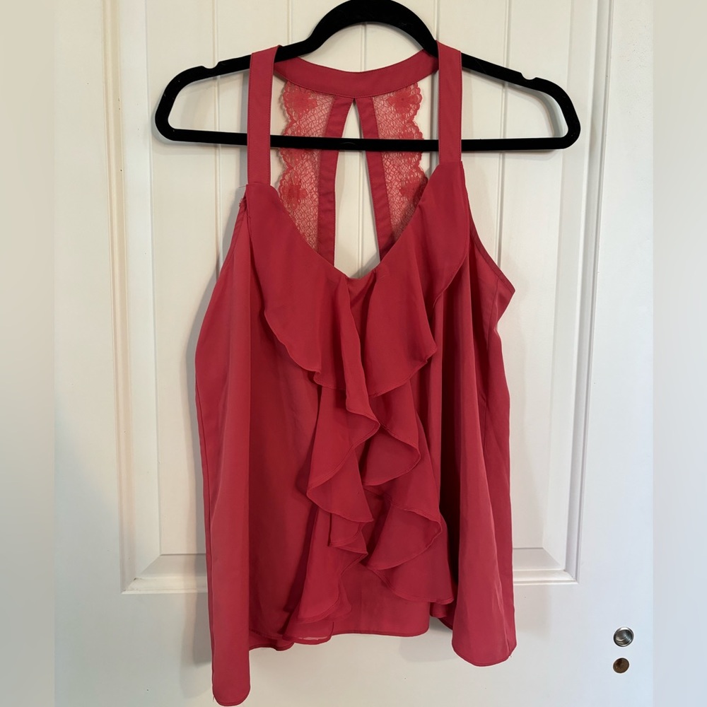 LC Lauren Conrad Pink ruffle halter blouse Size S small